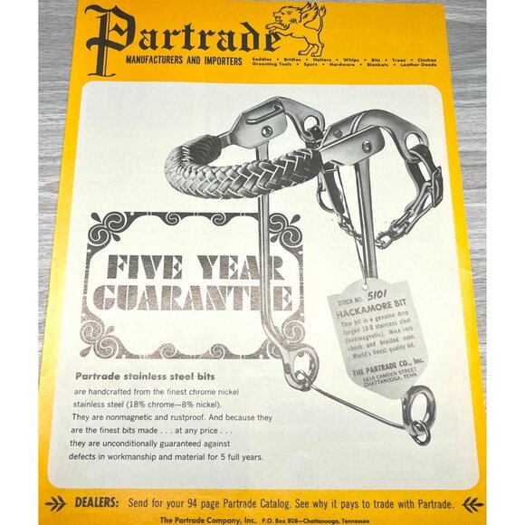 Partrade Western Gear Vintage Print Ad 1960s Cowboy Horse Saddles Hackamore Bit - Picture 6 of 6